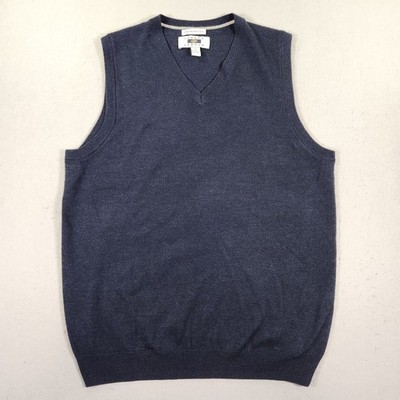 Joseph Abboud Extra Fine Merino Wool Sweater Vest Mens M Navy Blue V Neck