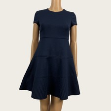 Eliza J. Sz 0P 0 Petite Navy Blue Fit & Flare A-Line Short Party Dress Open Back