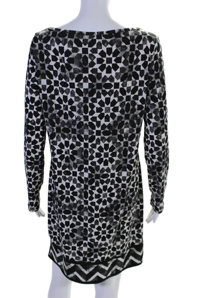 Vestido recto Michael Michael Kors para mujer estampado geométrico manga larga negro talla M Foto 3 de 4