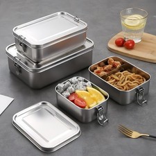 304 Stainless Steel Bento Box with Dividers Metal Lunch Food Storage Container