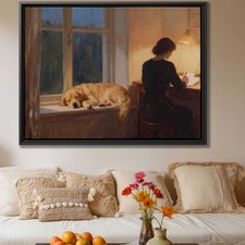 Golden Retriever Oil Painting Canvas Print Dog Artwork for Living Room Decor