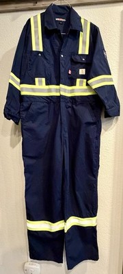 BOCOMAL 6 Oz FR COVERALL 2  High Visibility Navy Fire Resistant Medium NFPA UL