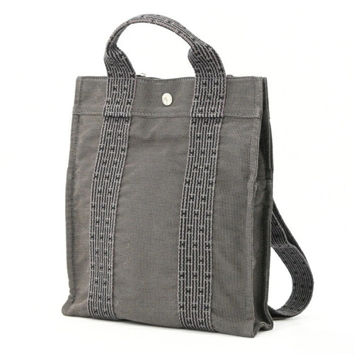HERMES Herline Ad PM Canvas Tote Backpack Nylon Men's Women's Gray GZl1m20z - Picture 1 of 14