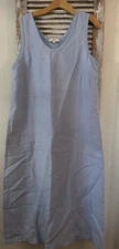 B12 Sauths Tank Dress Womens L 100% Linen Lagenlook Boho Soft Blue Beachy NWOT!