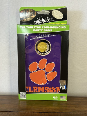 Clemson Tabletop Coin Hole Game Coin Bouncing Party Game Wood 2+ Players 