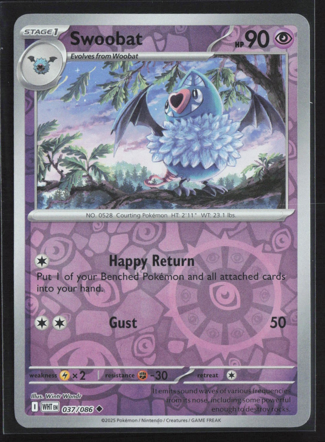 037/086 Swoobat - SV White Flare - Reverse Holo NM Pokemon