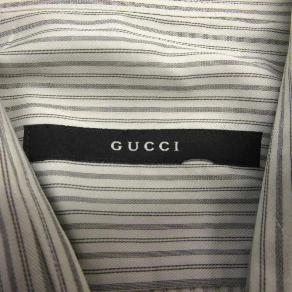 Gucci Tom Ford-Era Long Sleeve Striped Dress Shirt Multicolor Size L IBO81 Italy - Image 3 of 4