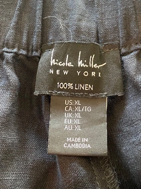 Nicole Miller New York Pants Women's Size XL 100% Linen Cargo Black - Image 4 of 4
