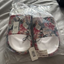 Mudd Aloha-01LP Floral White Flower Womens Slides - Size 11