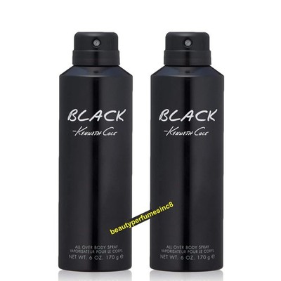 Lot of 2 ~ BLACK by Kenneth Cole For Men All Over Body Spray 6 oz 170 g New
