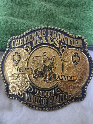 Gist Cowboy buckle, Cheyenne Frontier days western buckle, with Box