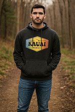 KAUAI Hawaii Graphic Hoodie Unisex M Gray Island Tropical Souvenir Nostalgic 