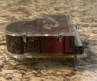 Vintage Sankyo Grand Piano Music Jewelry Box Wind Up Japan Clear w