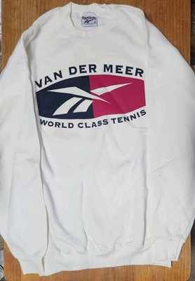 New Vintage Reebok Van Der Meer Sweatshirt World Class Tennis Mens Medium White