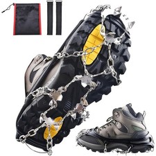 Crampons Ice Cleats Traction Snow Grips for Boots Shoes Anti Slip Black Size XL