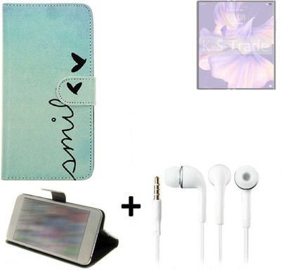 360° Schutz Hülle smile für Huawei Mate Xs 2 Wallet Case Design + headphones