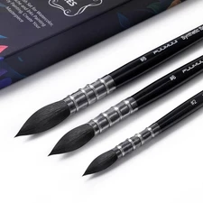 Watercolor Brushes Set, 3Pcs Fuumuui Round Quill Mop Fine Tips Watercolor Pai...