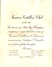 Miss May Thompson Baltimore Junior Cotillon Club Invitación 1895 Asamblea