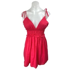 Zara Red Sleeveless V Neck Tie Strap Cami Camisole Tank Fit & Flare Mini Dress S