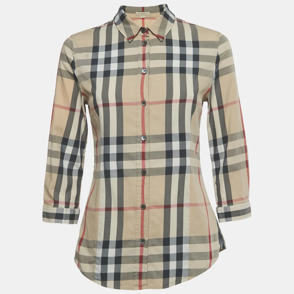 Camisa Burberry Beige Cuadros Algodón S