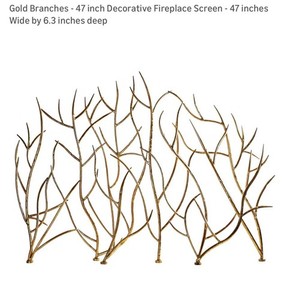 Uttermost Gold Branches Iron Fireplace Screen Bright Gold Leaf Hand Forged 47"