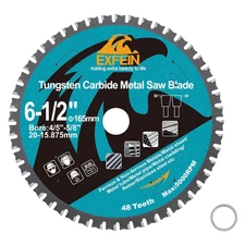 6-1/2" 48T Metal Circular Saw Blade -  Tungsten Carbide Tipped Saw Blade Arbor 4