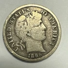 1896-S Barber Silver Dime VG Details-Obverse Scratches