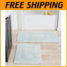 Seafoam Cotton Bath Mat Set - 100% Absorbent Cotton Rugs