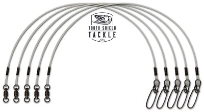 5 Pack 100 lb 6'' Musky Pike Fluorocarbon Fishing Leaders Stay-Lok AFW BB Swivel