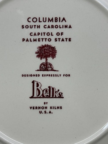 Vintage Vernon Kilns Columbia South Carolina Sammelteller Made for Belks USA - Bild 3 von 10