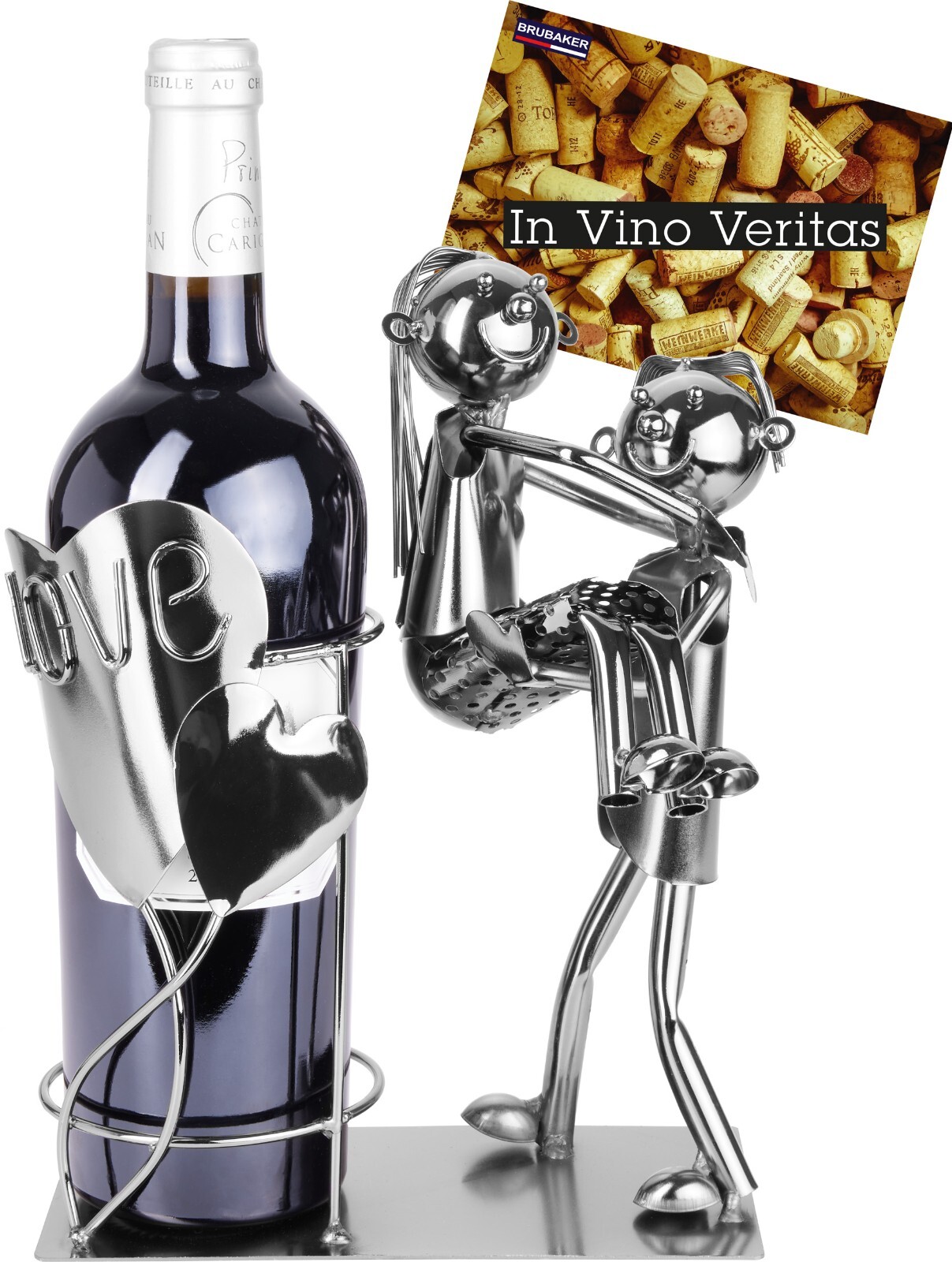 BRUBAKER Momento Amor Portabotellas Vino Metal Hecho a Mano Noble Regalo Afecto