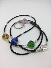 LANYARD GLASSES NECKLACE MULT- COLOR CRYSTAL HANDMADE BEADED ID BADGE HOLDER