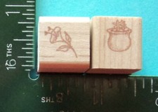 Small LONG STEMMED FLOWER and FLOWERS IN A POT Rubber Stamps