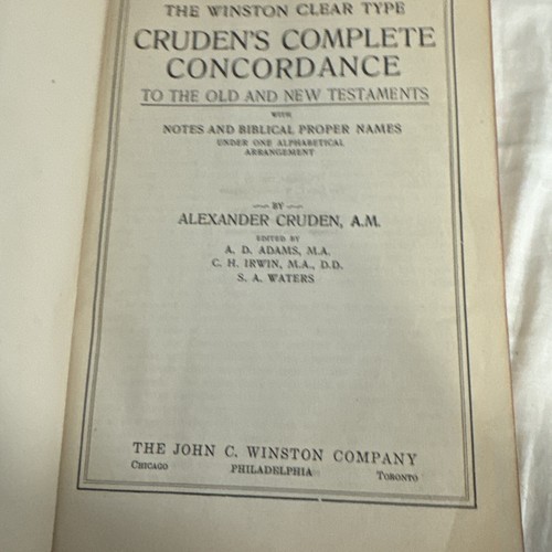 Cruden's Complete Concordance by Alexander Cruden Bonded Leather 1930 Leather - Picture 9 of 13
