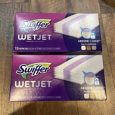 2 X Swiffer WetJet Spray Mop Multi-Surface Mopping Pads Floor Cleaning, 15 Count