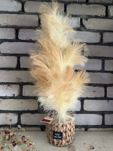 Pampas Erba Albero di Natale Finto Tessuto Cesto 24” Boho Holiday Time NUOVO con etichette - Foto 12 di 18