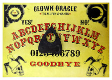 A4 Wooden Clown Oracle Ouija Board, W/ Classic Sun, Moon & Stars with Planchette
