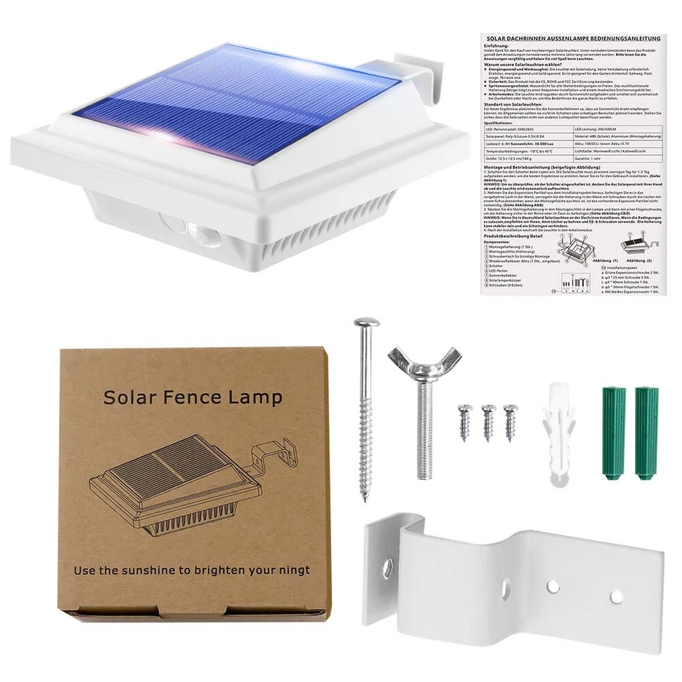 40LEDs Solar Powered Gutter Lights 2/6 Pcs for Garden Fence Roof Yard Wall Lamp - Image 4 of 4