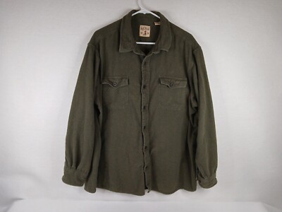 Red Head Shirt Mens 2xl Long Sleeve Button Up Green Flannel Hunting Barn Fishing