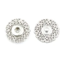 5 Set Hollow Out Flower Shaped Metal Snap Buttons for DIY Sewing Clothes Deco...