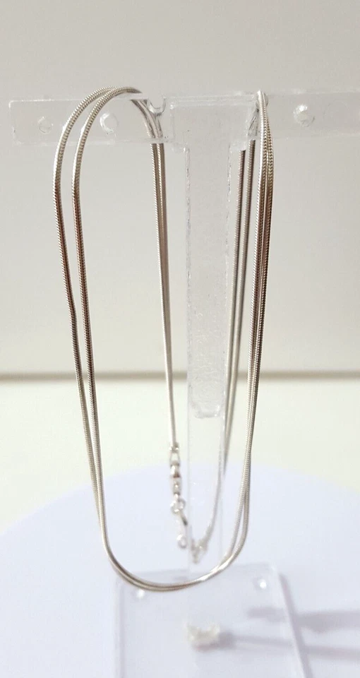 Collar de cadena de serpiente doble fósil genuino 46 cm 925 plata maciza 8,10 g #20824 Foto 2 de 4