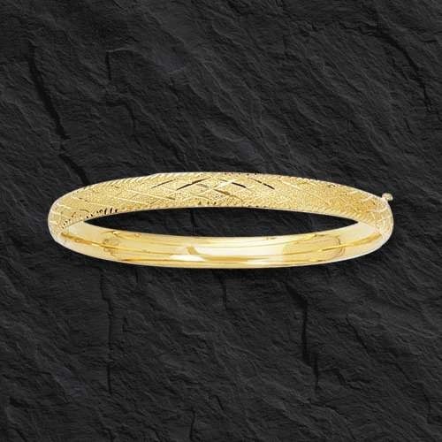 14k Weißgold 7 Zoll geätzt kariert gewölbt klappbar Armreif/Armband 6 mm 7 Gramm - Bild 11 von 11