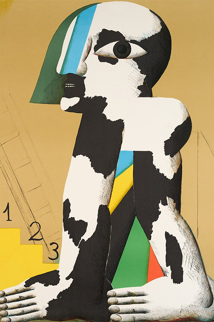 ホルストHorst Antes「On my way now」版画 現代アート Horst Antes Swiss Expo Bern 1971 Vintage Wall Art Home Decor
