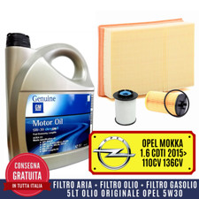 KIT TAGLIANDO OPEL MOKKA 1.6 CDTI 110CV 136CV 2015> 5 LITRI LT OLIO OPEL GM 5W30