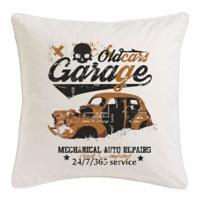 KISSENBEZUG 40X40cm GARAGE OLDTIMER CHICAGO HOT ROD US CAR MUCLE CAR V8 ROUTE 66