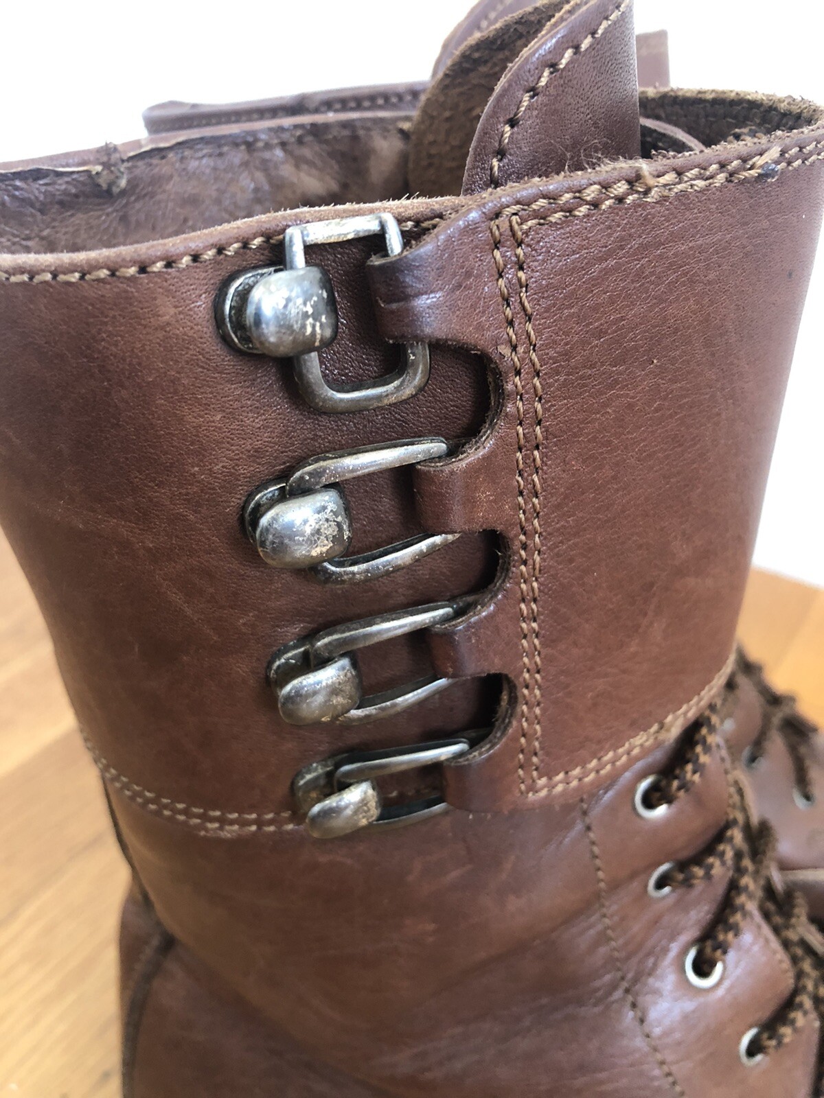 Euroflex Brown Boots Lace Up W/ Monk Strap US Size 6.5/European 39 Made in Italy