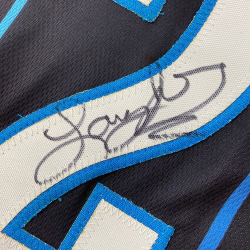 Autographed/Signed Larry Johnson Charlotte Black Basketball Jersey JSA COA - Picture 3 of 4