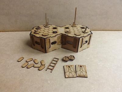Doppel Hab Einheiten x3 Landschaft Gelände Wargame Infinity Gebäude Tischplatte 28mm