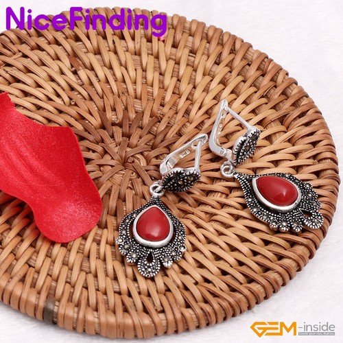 Surtido Piedras Preciosas Caídas Marcasita Cuelga Tachuela Moda Joyería Mujeres Pendiente Regalo - Imagen 21 de 59