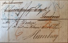 USA 1842 - osłona do Hamburga przekazana z Londynu